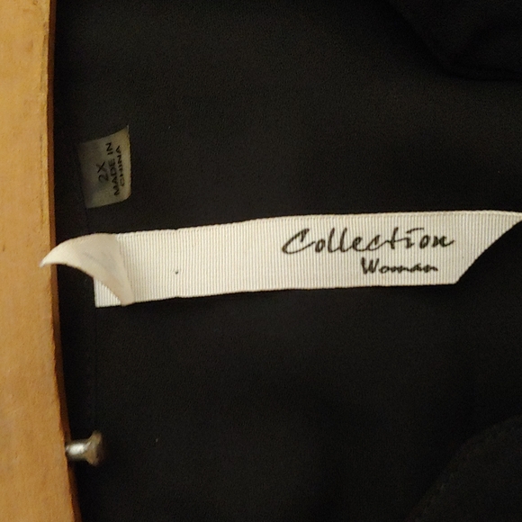 NWOT Black Button Up Blouse 2x - Picture 4 of 4